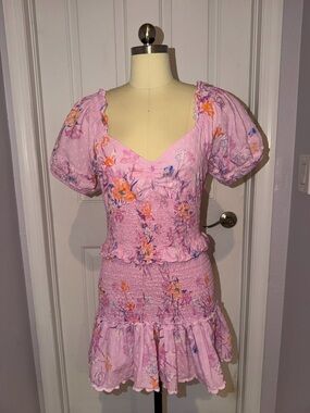Loveshackfancy Pink Floral Mini Dress Sz.S